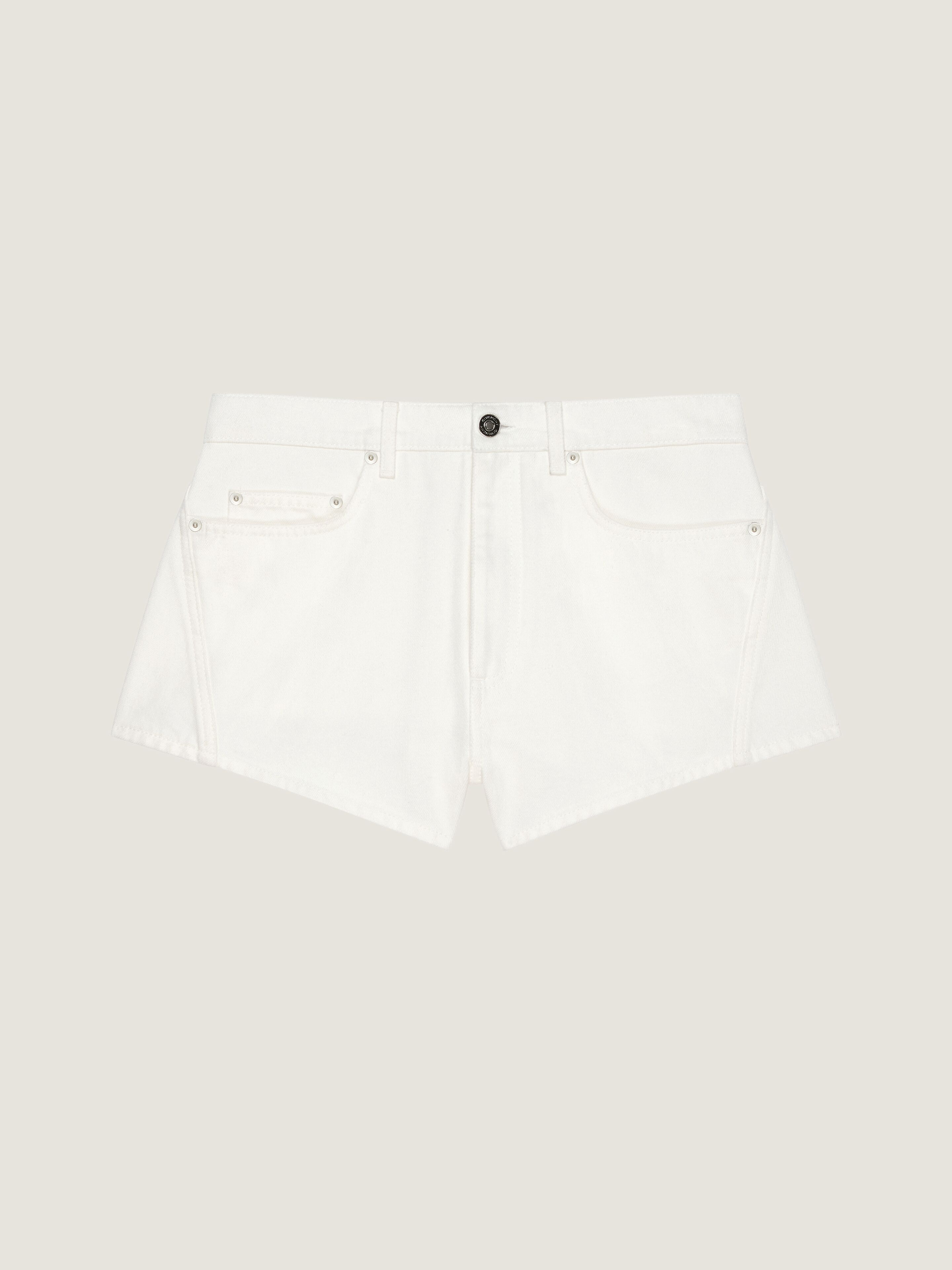 Mini shorts in white denim